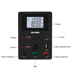 360W NICE POWER Adjustable DC Power Supply 0-120V 0-3A Switching Power Supply